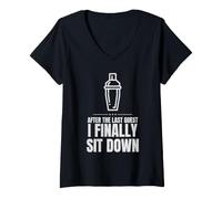 Women's Late Shift Behind The Counter Learned On The Job Bartender V-Neck T-Shirt