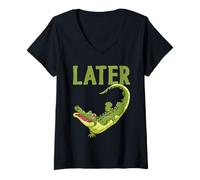 Womens Later Gator Funny Alligator Crocodile Funny Joke Saying V-Neck T-Shirt