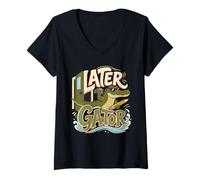 Women's Later Gator Waving Sunglasses V-Neck T-Shirt