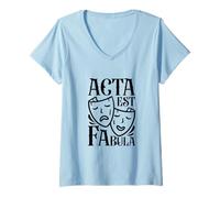 Womens Latin - Acta est fabula V-Neck T-Shirt