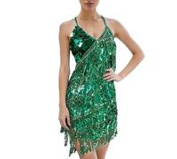 Women's Latin Dance Dress Fringe Sequin Tassel Jazz Ballroom Stage Performance Costume