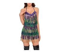 Women's Latin Dance Dress Sequin Tassel Sexy Fringe Salsa Tango Party Evening Stage Performance Outfit