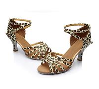 Womens Latin Dance Sandals Open Toe Suede Sole Flared Heel Ballroom Salsa Dance Practice Shoes Salsa Tango Bachata Indoor Dancing Adjustable Super Satin Dance Shoes For Wedding Party Prom