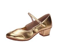 Women's Latin Dance Shoes Character Ballroom Closed Toe Modern Salsa Tango Dance Pumps for Holiday (Gold, 7)