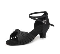 Women's Latin Dance Shoes Dance Shoes Brown Open Toe Ballroom Salsa Performence Dancing Practice with 1.5 inch Heel, 4 Big Kid Comfortable Practice & Performance Shoes(Black,11.5 UK Child)