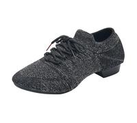 Women's Latin Dance Shoes Mesh Crisscross Strap Lace-up Pointed Closed Toe Hollow Trainers Suitable for Ballroom Modern lsa Teaching ractice rofessional Performance Dancing (Black, 6.5)