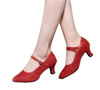 Women's Latin Dance Shoes Mid Heel Shoe Soft Modern Low Heeled Ballroom Dance Shoes White Jazz Shoe Size 5