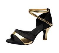 Women's Latin Dance Shoes, Open Toe Salsa Shoes with High Heel, Adjustable Straps, Ballroom Dance Pumps, Comfortable Standard Dance Shoes, Breathable Professional Dance Shoes for Rumba, Cha-Cha, Tango