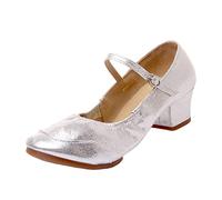 Women'S Latin Dance Shoes Sandals Closed Toe Block Heels Sandal Fashion Glitter Sandal Adjustable Ankle Strap Buckle Shoes Ballroom Training Tango Salsa Dance Sandals Footwear For Performance