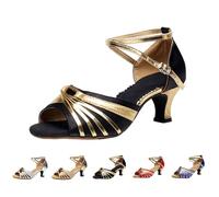 Women's Latin Dance Shoes Sandals Size 3.5 Open Toe 5cm/3cm Modern Tango Ballroom Salsa Dance Practice Performance Dancing Shoes Party Ankle Strap Heel for Ladies 5cm_Black Trendy Footwear