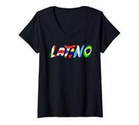 Womens Latino Hispanic Heritage Month Flags Latin America Culture V-Neck T-Shirt