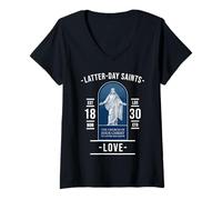 Womens Latter-day Saints Love - Christlike Life and Church V-Neck T-Shirt