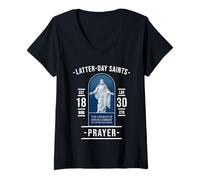 Womens Latter-day Saints Prayer - Talking with God Daily V-Neck T-Shirt