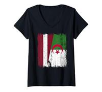 Womens Latvia Algeria Half Flag Latvian Algerian Heritage V-Neck T-Shirt