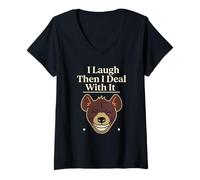 Women's Laughing Hyena Spotted Hyena Hyena Lover Dark Humor V-Neck T-Shirt