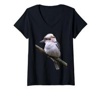 Women's Laughing Kookaburra Dacelo Australian Kingfisher Bird Birder V-Neck T-Shirt