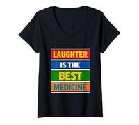 Women's Laughter is The Best Medicine World Laughter Day Office V-Neck T-Shirt