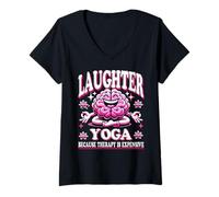 Womens Laughter Meditation Yoga V-Neck T-Shirt