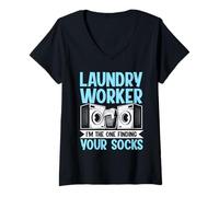 Women's Laundry Worker - I'm The One Finding Your Socks V-Neck T-Shirt