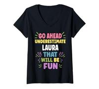 Womens Laura Personalized Women's Gift Custom Laura V-Neck T-Shirt