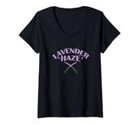 Womens Lavender Haze Plant Garden Fragrance V-Neck T-Shirt