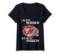 Women's Law is My Profession Koi are My Passion Funny Koi Keeper V-Neck T-Shirt