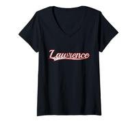 Women's Lawrence Kansas Vintage Varsity Distressed V-Neck T-Shirt