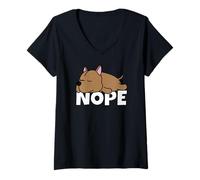 Women's Lazy American Pit Bull Terrier Cute Dog Nope V-Neck T-Shirt