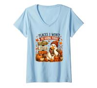 Women's Lazy Duck Nope Autumn Humor Places I Won't Go V-Neck T-Shirt