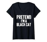 Womens Lazy Easy Halloween Costume Pretend I'm A Black Cat V-Neck T-Shirt