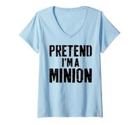 Womens Lazy Easy Halloween Costume Pretend I'm A Minion V-Neck T-Shirt