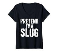 Womens Lazy Easy Halloween Costume Pretend I'm A Slug V-Neck T-Shirt