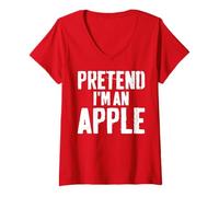 Womens Lazy Easy Halloween Costume Pretend I'm an Apple V-Neck T-Shirt