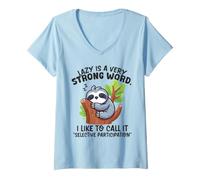 Women's Lazy is a Strong Word Sloth Selective Participation V-Neck T-Shirt