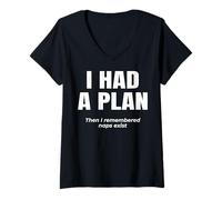 Womens Lazy Logic. I had a Plan. Then i Remembered naps Exist. V-Neck T-Shirt
