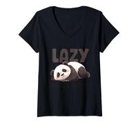 Women's Lazy Panda - Not My Problem V-Neck T-Shirt