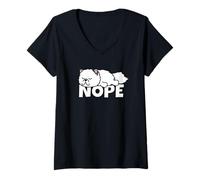 Womens Lazy Persian Cat Not Today Nope V-Neck T-Shirt