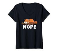 Women's Lazy Red Panda Not Today Nope V-Neck T-Shirt