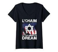 Womens L'Chaim to The American V-Neck T-Shirt