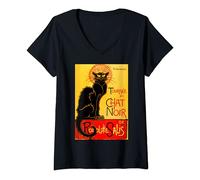 Womens Le Chat Noir The Black Cat Tee Black Cats T-Shirt V-Neck T-Shirt