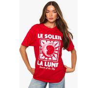 Womens Le Soleil La Lune Printed T-Shirt - Red - Xs, Red
