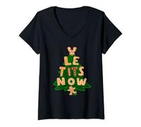 Womens Le Tits Now Shirt - Let It Snow Shirt - Humor Christmas V-Neck T-Shirt