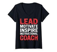 Womens Lead Motivate Inspire Instructional Coach Leadership |- V-Neck T-Shirt