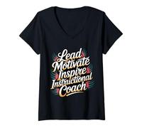 Womens Lead Motivate Inspire Instructional Coach Leadership - V-Neck T-Shirt