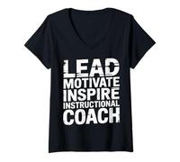 Womens Lead Motivate Inspire Instructional Coach Leadership - V-Neck T-Shirt