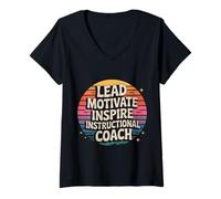 Womens Lead Motivate Inspire Instructional Coach Leadership - V-Neck T-Shirt