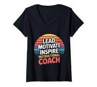 Womens Lead Motivate Inspire Instructional Coach Leadership - V-Neck T-Shirt