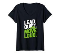 Womens Lead Quiet Move Loud Confidence Alpha Mentality V-Neck T-Shirt