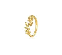 Women's Leaf Flower 9K Gold Rings Wedding Ring Meditation, Size N 1/2