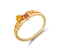 Women's Leaf Gold 375 9K Wedding Bands Tourmaline & Citrine, Size P 1/2